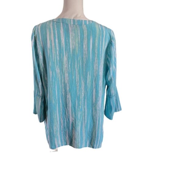 Gloria Vanderbilt Loose-Fitting Long-Sleeved Boho Turquoise Tunic in Size M - Picture 4 of 4